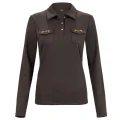 10410611 Longsleeve polo shirt EQ.QUEEN Sadie 23AW espresso front.webp