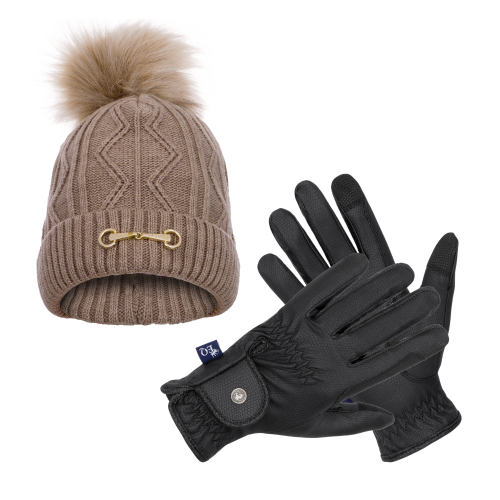 Pompon hat EQ.QUEEN Eden 24AW + Gloves Charcot
